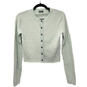 The Kooples Ribbed Cropped Mint Green Button-Up Cardigan NWT Medium